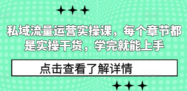 私域流量运营实操课，每个章节都是实操干货，学完就能上手-数智网创