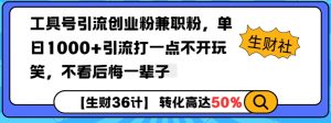 工具号引流创业粉兼职粉，单日1000+引流打一点不开玩笑，不看后悔一辈子【揭秘】-数智网创