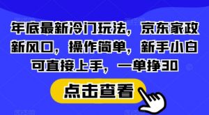 年底最新冷门玩法，京东家政新风口，操作简单，新手小白可直接上手，一单挣30【揭秘】-数智网创