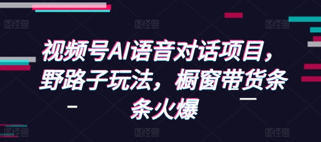 视频号AI语音对话项目，野路子玩法，橱窗带货条条火爆-数智网创