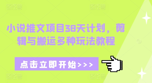 小说推文项目38天计划，剪辑与搬运多种玩法教程-数智网创