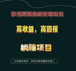 影视剪辑最新变现玩法,高收益,高回报,躺Z项目【揭秘】-数智网创