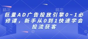 巨量AD广告投放引擎0~1必修课，新手从0到1快速学会投流获客-数智网创