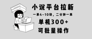 小说平台拉新，单机300+，两分钟一单4~10块，操作简单可批量。-数智网创