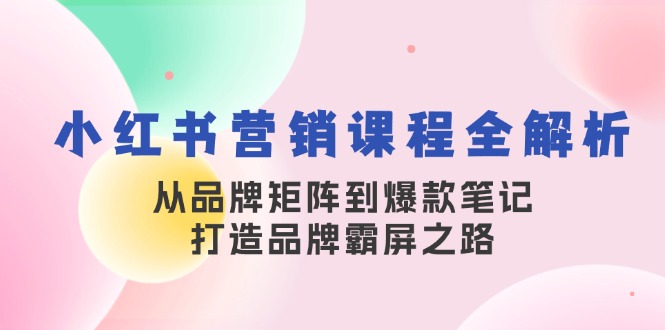 小红书营销课程全解析,从品牌矩阵到爆款笔记,打造品牌霸屏之路-数智网创
