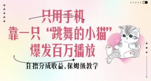 只用手机靠一只“跳舞的小猫”爆发百万播放，狂撸分成收益，保姆级教学-数智网创