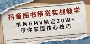 抖音图书带货实战教学，单月GMV稳定30W+，带你掌握核心技巧-数智网创