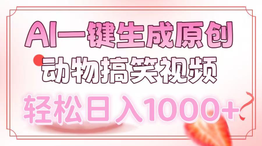 AI一键生成原创动物搞笑视频，轻松日入1000+-数智网创