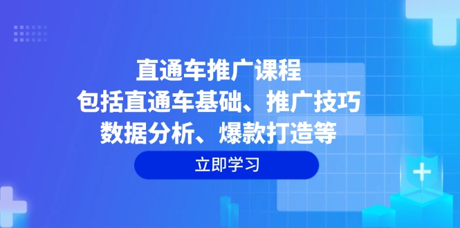 直通车推广课程：包括直通车基础、推广技巧、数据分析、爆款打造等-数智网创