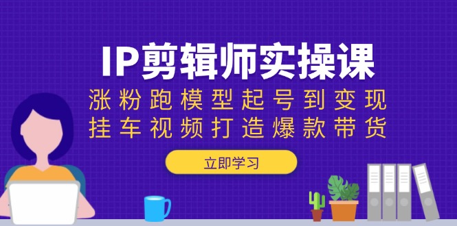 IP剪辑师实操课:涨粉跑模型起号到变现,挂车视频打造爆款带货-数智网创