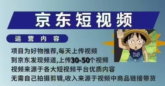 京东短视频带货课,无需自己拍摄剪辑,保姆式教学,两天快速上手-数智网创
