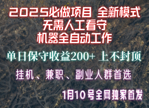 【2025必做项目】全网独家首发，全新模式机器全自动工作，无需人工看守，单日保守200+-数智网创
