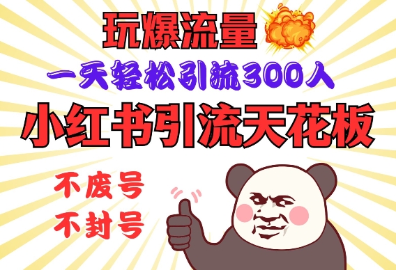 小红书引流天花板，玩爆流量，一天轻松引流300人，安全操作-数智网创