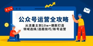 公众号运营全攻略：从流量主到10w+爆款打造，领域选择/选题技巧/账号运营-数智网创