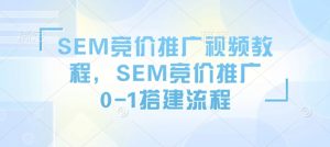 SEM竞价推广视频教程,SEM竞价推广0-1搭建流程-数智网创