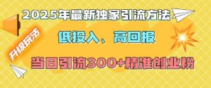 2025年最新独家引流方法,低投入高回报?当日引流300+精准创业粉-数智网创