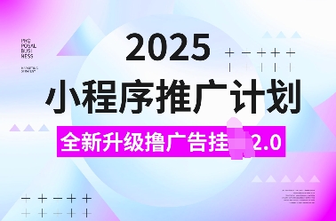2025小程序推广计划，全新升级撸广告挂JI2.0玩法，日入多张，小白可做【揭秘】-数智网创