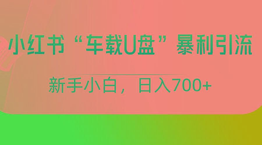 小红书“车载U盘”项目,暴利引流,新手小白轻松日入700+-数智网创
