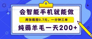 会智能手机就能做，两张截图0.7元，一分钟三单，纯薅羊毛一天200+-数智网创