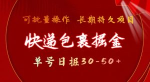 快递包裹撸金 单号日撸30-50+ 可批量 长久稳定收益【揭秘】-数智网创