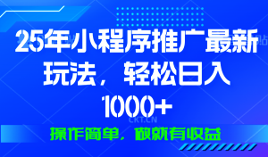 25年微信小程序推广最新玩法，轻松日入1000+，操作简单 做就有收益-数智网创