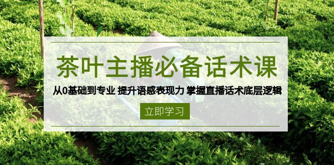 茶叶 主播必备话术课 从0基础到专业 提升语感表现力 掌握直播话术底层逻辑-数智网创
