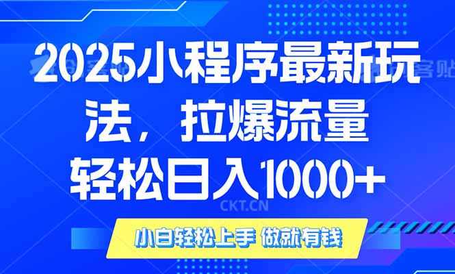 2025年小程序最新玩法，流量直接拉爆，单日稳定变现1000+-数智网创