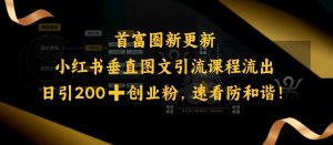 小红书垂直图文引流课程流出，日引200+创业粉，速看防和谐-数智网创