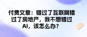 付费文章：错过了互联网错过了房地产，我不想错过AI，该怎么办？-数智网创