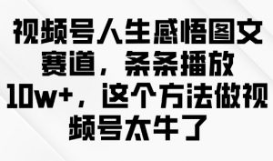 视频号人生感悟图文赛道,条条播放10w+,这个方法做视频号太牛了-数智网创