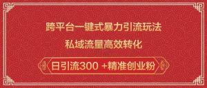 跨平台一键式暴力引流玩法,私域流量高效转化日引流300 +精准创业粉-数智网创