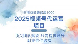 2025视频号代运营 日躺赚1000＋ 只需提供账号-数智网创