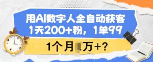 用AI数字人全自动获客，1天200+粉，1单99，1个月1个W+?-数智网创