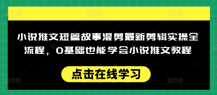 小说推文短篇故事混剪最新剪辑实操全流程，0基础也能学会小说推文教程，肯干多发日入多张-数智网创