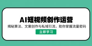 AI短视频创作运营，揭秘算法、文案创作与私域引流，助你掌握流量密码-数智网创