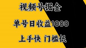 视频号掘金，单号日收益1000+，门槛低，容易上手。-数智网创