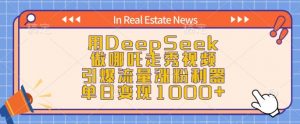 用DeepSeek做哪吒走秀视频，引爆流量涨粉利器，单日变现1k-数智网创