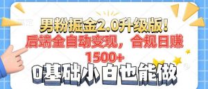 男粉项目2.0升级版！后端全自动变现，合规日赚1500+，7天干粉矩阵起号...-数智网创