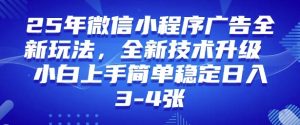 2025年微信小程序最新玩法纯小白易上手，稳定日入多张，技术全新升级【揭秘】-数智网创
