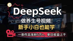 小白用DeepSeek做养生号,一条作品涨粉5万+,单日收益上千-数智网创