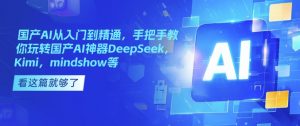 国产AI从入门到精通,手把手教你玩转国产AI神器DeepSeek,Kimi,mindshow等-数智网创