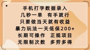 手机打字数据录入,几秒一单,有手就行,只要做当天就有收益,暴力玩法一天低保2张-数智网创