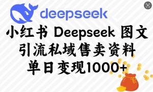小红书Deepseek图文引流私域售卖资料，单日变现多张-数智网创