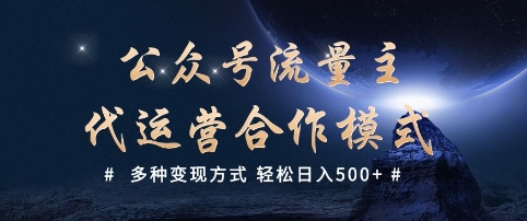 公众号流量主代运营  多种变现方式 轻松日入5张【揭秘】-数智网创