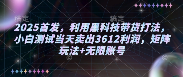 2025首发,利用黑科技带货打法,小白测试当天卖出3612利润,矩阵玩法+无限账号【揭秘】-数智网创
