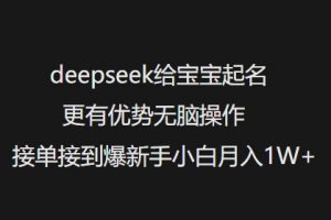 deepseek给宝宝起名更有优势无脑操作接单接到爆新手小白月入1W+-数智网创