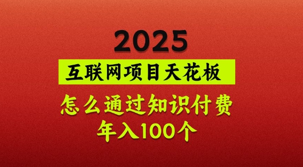 2025项目天花板,普通怎么通过知识付费翻身,年入百个【揭秘】-数智网创