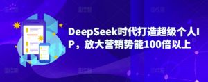 DeepSeek时代打造超级个人IP，放大营销势能100倍以上-数智网创
