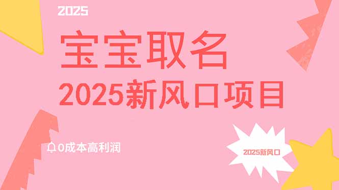 2025新风口项目宝宝取名，0成本高利润，附保姆级教程，月入过万不是梦-数智网创