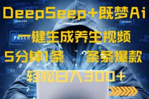 DeepSeek+既梦Ai生成养生视频，5分钟一条，条条爆款，轻松日入300+-数智网创